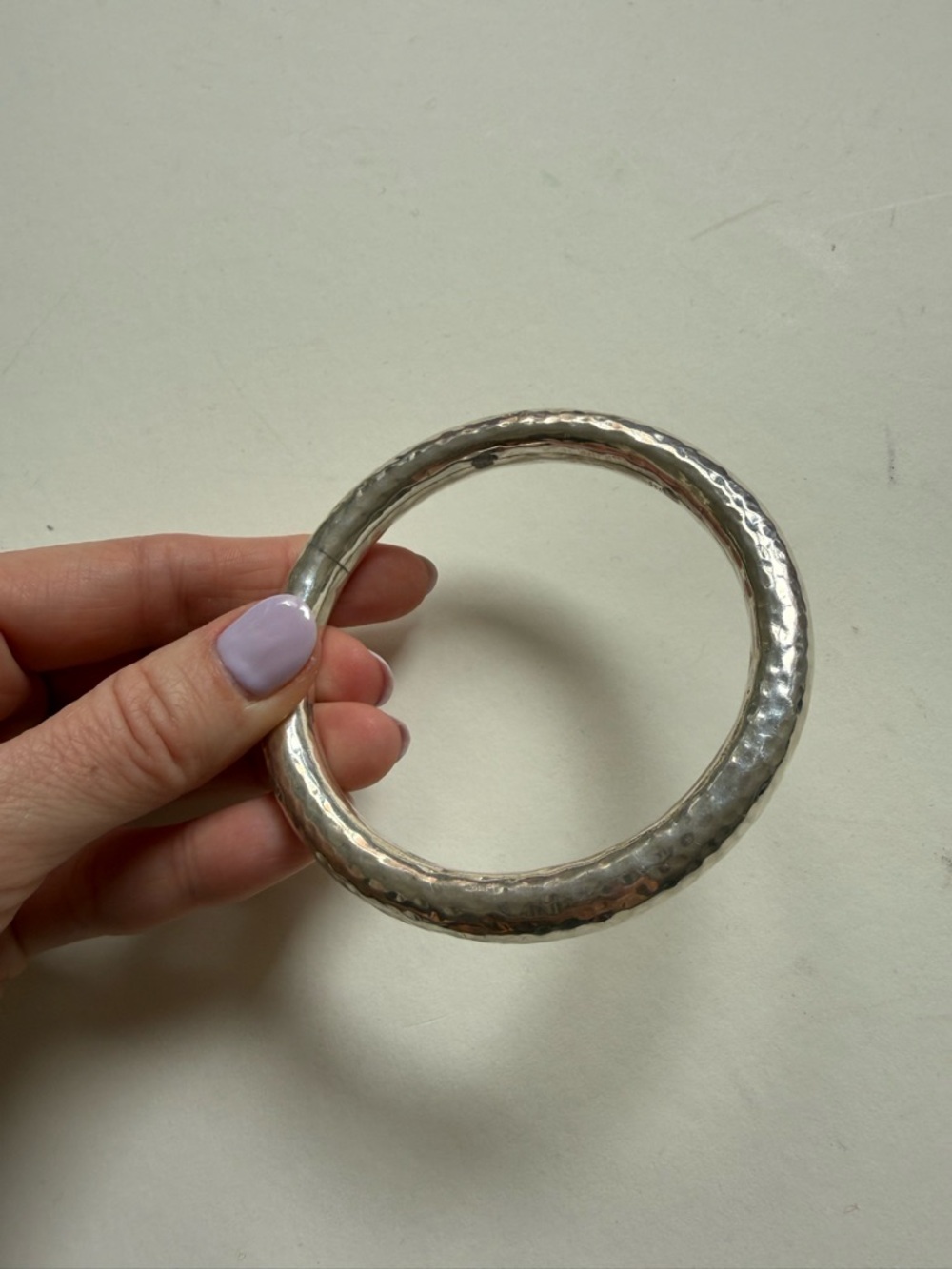 Sterling Silver Hammered Bangle Bracelet - Picture 7 of 9